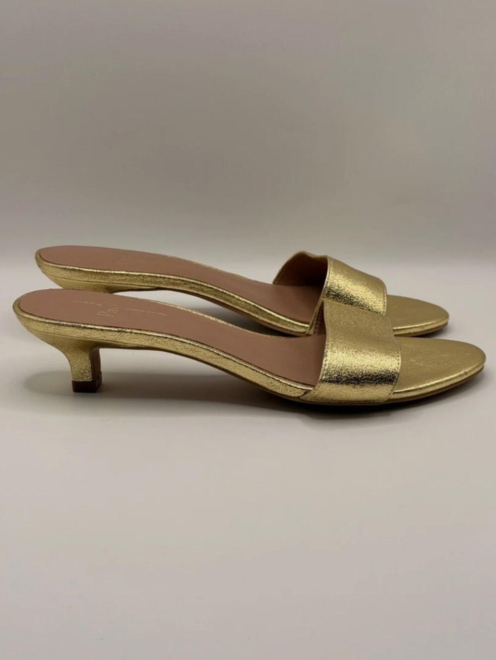 NEW LINEA PAOLO | $120 Metallic Gold Kitten Heels - Picture 2 of 4